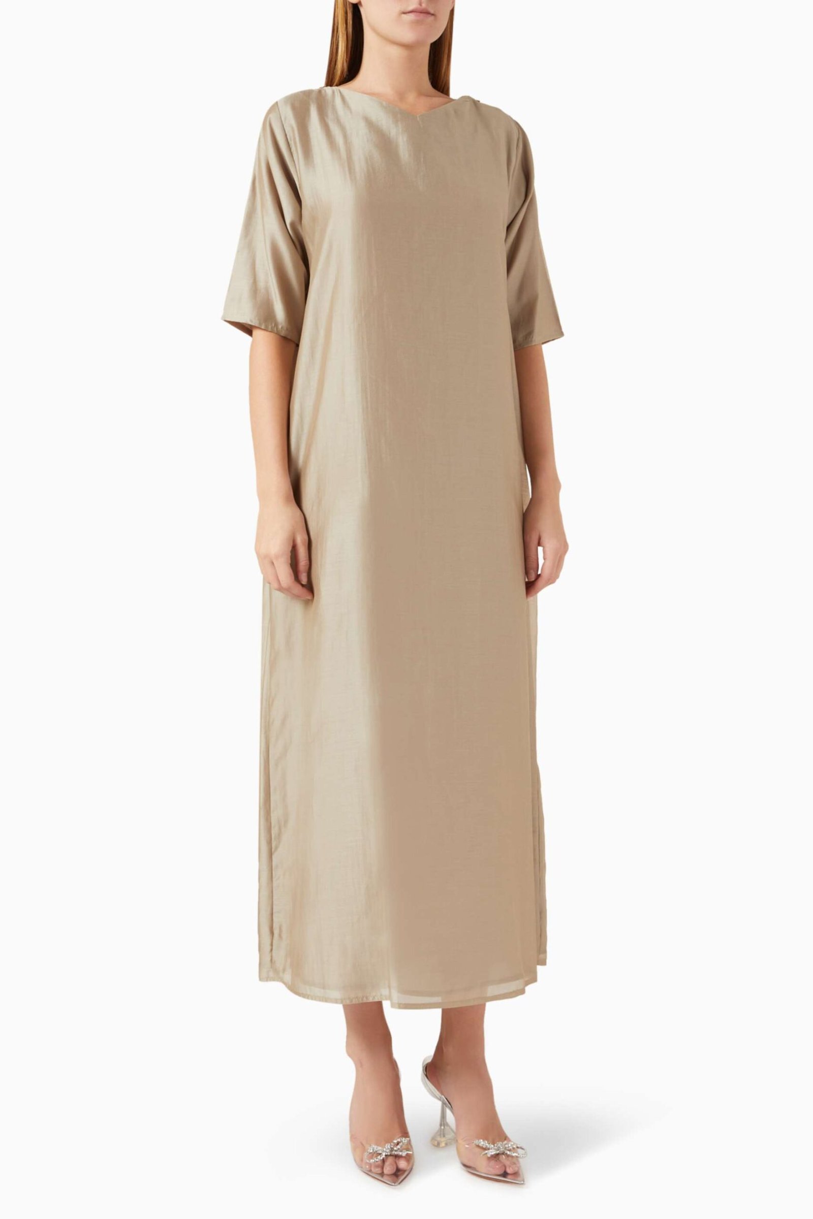 Şık ve Hafif Tencel Voile Abaya Bead Süslemeli Uzun Kollu Moda Ürünü - Görsel 11