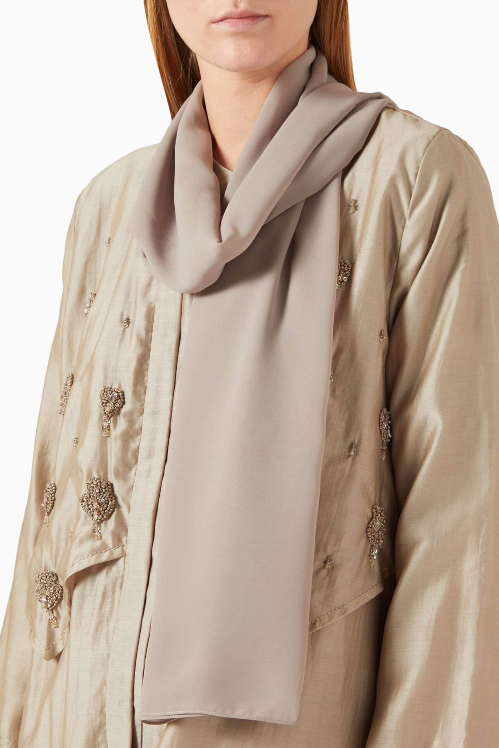 Şık ve Hafif Tencel Voile Abaya Bead Süslemeli Uzun Kollu Moda Ürünü - Görsel 10