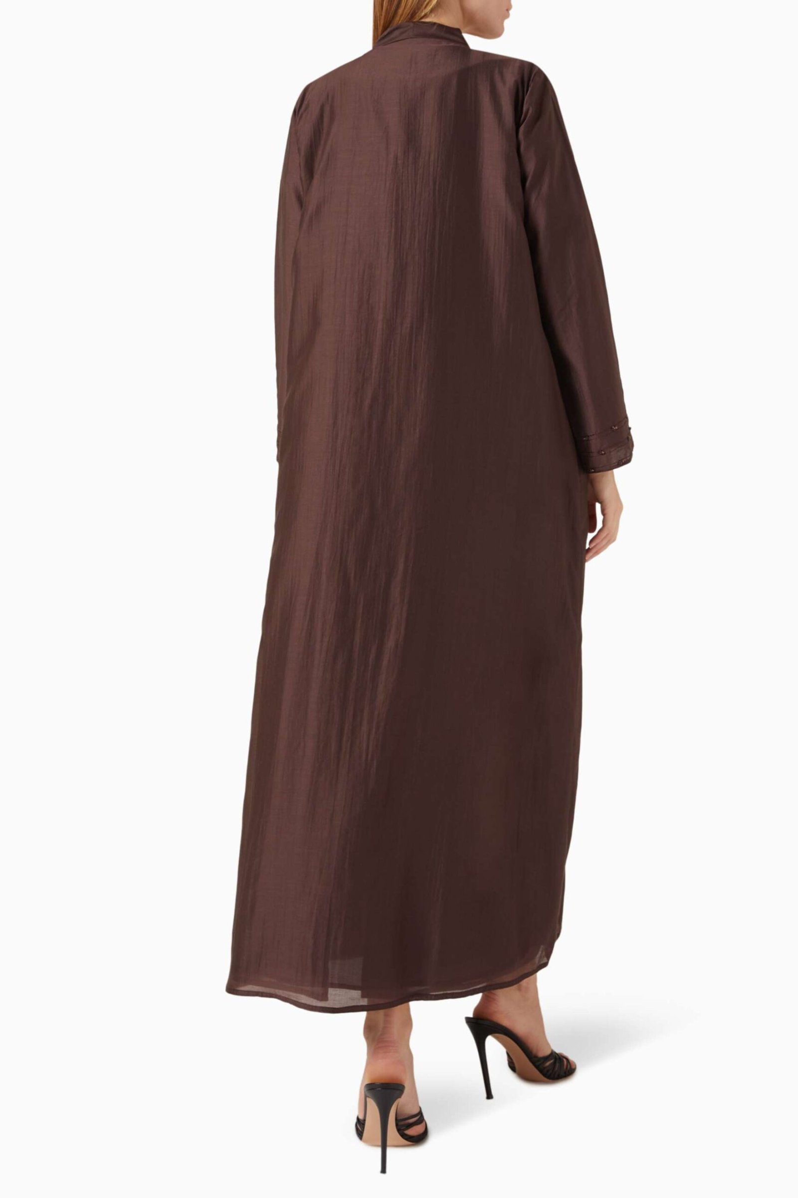 Şık ve Hafif Tencel Voile Abaya Bead Süslemeli Uzun Kollu Moda Ürünü - Görsel 3